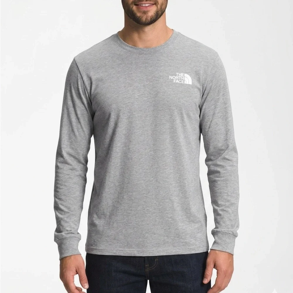 The North Face Long Sleeve Logo T-Shirt Gray Graphic Tee Men’s Medium